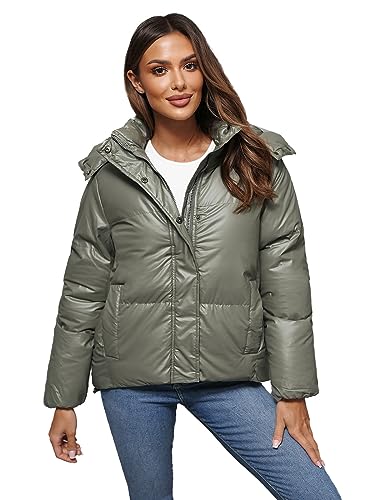 OZONEE Damen Winterjacke Jacke Winter Farbvarianten Übergangsjacke Warm Bomberjacke Steppjacke Wintermantel Daunenjacke Leichte Outdoor Puffer Jacket Übergangs JS/5M3185Z/236 HELLGRÜN L von OZONEE