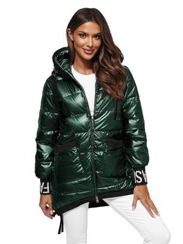 OZONEE Damen Winterjacke Jacke Winter Farbvarianten Übergangsjacke Warm Bomberjacke Steppjacke Wintermantel Daunenjacke Leichte Outdoor Puffer Jacket Übergangs JS/5M3188Z/238 GRÜN M von OZONEE
