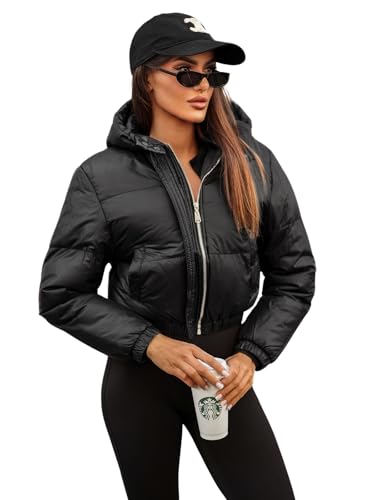 OZONEE Damen Winterjacke Jacke Winter Farbvarianten Übergangsjacke Warm Bomberjacke Steppjacke Wintermantel Daunenjacke Leichte Outdoor Puffer Jacket Übergangs JS/5M3260Z/392 SCHWARZ L von OZONEE