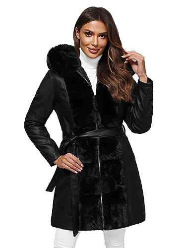 OZONEE Damen Winterjacke Jacke Winter Farbvarianten Warm Bomberjacke Steppjacke Wintermantel Kunstfell Daunenjacke Leichte Outdoor Puffer Jacket Gepolstert JS/11Z8059Z SCHWARZ M von OZONEE