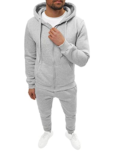 OZONEE Herren 2-Teilig Set Kapuzenpullover + Jogginghose Jogginganzug Sweatjacke Trainingshose Trainingsanzug Sportanzug Freizeitanzug Sport Anzug Tracksuit Fitnessanzug 777/7840DR/2 GRAU M von OZONEE