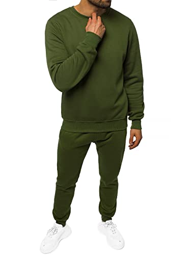 OZONEE Herren 2-Teilig Set Sweatshirt + Jogginghose Jogginganzug Pullover Trainingshose Trainingsanzug Sportanzug Freizeitanzug Sport Anzug Tracksuit Fitnessanzug 777/3620DR/29 Khaki M von OZONEE