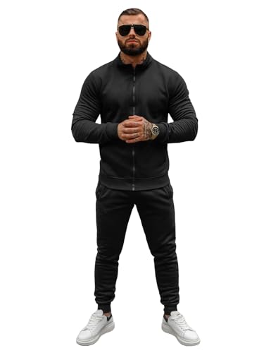 OZONEE Herren 2-Teilig Set Sweatshirt + Jogginghose Jogginganzug Pullover Trainingshose Trainingsanzug Sportanzug Freizeitanzug Sport Anzug Tracksuit Fitnessanzug 777/5276DR/3 SCHWARZ M von OZONEE