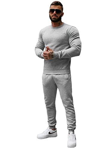 OZONEE Herren 2-Teilig Set Sweatshirt + Jogginghose Jogginganzug Pullover Trainingshose Trainingsanzug Sportanzug Freizeitanzug Sport Anzug Tracksuit Fitnessanzug 777/6897DR/2 GRAU M von OZONEE