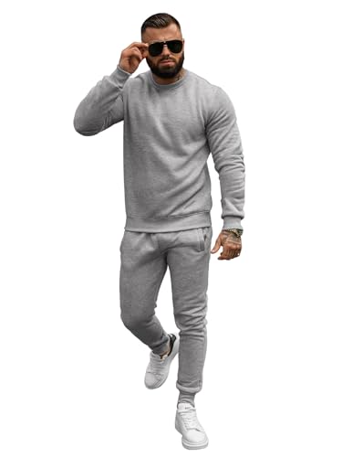 OZONEE Herren 2-Teilig Set Sweatshirt + Jogginghose Jogginganzug Pullover Trainingshose Trainingsanzug Sportanzug Freizeitanzug Sport Anzug Tracksuit Fitnessanzug JS/68C10380Z/2 GRAU XXL von OZONEE