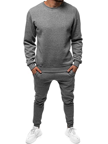 OZONEE Herren 2-Teilig Set Sweatshirt + Jogginghose Jogginganzug Pullover Trainingshose Trainingsanzug Sportanzug Freizeitanzug Sport Anzug Tracksuit Fitnessanzug JS/68C10380Z/5 DUNKELGRAU M von OZONEE