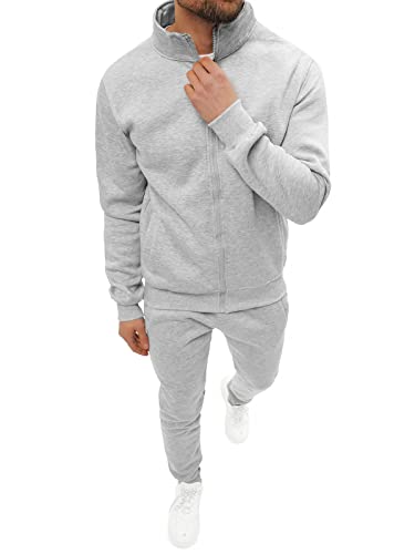 OZONEE Herren 2-Teilig Set Sweatshirt + Jogginghose Jogginganzug Pullover Trainingshose Trainingsanzug Sportanzug Freizeitanzug Sport Anzug Tracksuit Fitnessanzug JS/68C10385Z/2 GRAU M von OZONEE