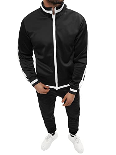 OZONEE Herren 2-Teilig Set Sweatshirt + Jogginghose Jogginganzug Pullover Trainingshose Trainingsanzug Sportanzug Freizeitanzug Sport Anzug Tracksuit Fitnessanzug JS/8C99Z/3 SCHWARZ L von OZONEE