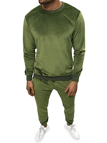 OZONEE Herren 2-Teilig Set Sweatshirt + Jogginghose Jogginganzug Pullover Trainingshose Trainingsanzug Sportanzug Freizeitanzug Sport Anzug Tracksuit Fitnessanzug O/12130Z Khaki L von OZONEE