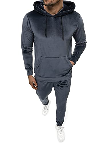 OZONEE Herren 2-Teilig Set Sweatshirt + Jogginghose Jogginganzug Pullover Trainingshose Trainingsanzug Sportanzug Freizeitanzug Sport Anzug Tracksuit Fitnessanzug O/12131Z DUNKELBLAU S von OZONEE