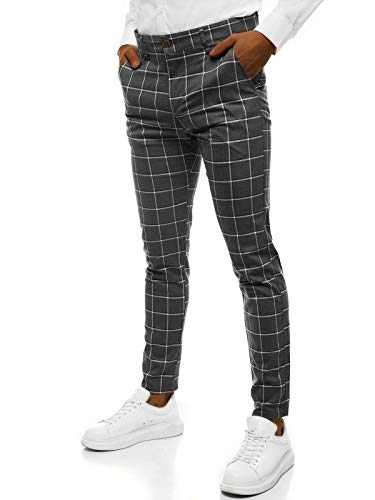 OZONEE Herren Chino Hose Chinos Stoffhose Chinohose Anzughose Anzug Herrenhose Röhrenhose Pants Elegant Business Slim Fit Regular Klassisch Classic Basic 777/3245S ANTRAZIT W31 von OZONEE