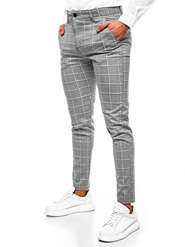 OZONEE Herren Chino Hose Chinos Stoffhose Chinohose Anzughose Anzug Herrenhose Röhrenhose Pants Elegant Business Slim Fit Regular Klassisch Classic Basic 777/3245S GRAU W31 von OZONEE