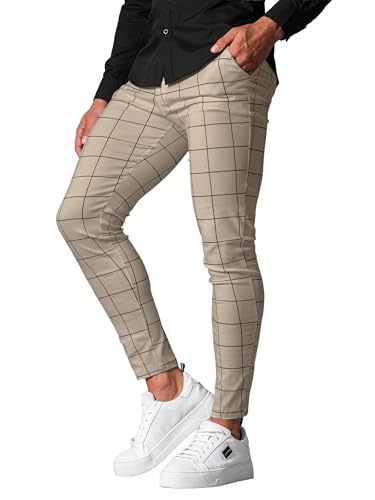 OZONEE Herren Chino Hose Chinos Stoffhose Chinohose Anzughose Anzug Herrenhose Röhrenhose Pants Elegant Business Slim Fit Regular Klassisch Classic Basic 777/3360S BEIGE L von OZONEE