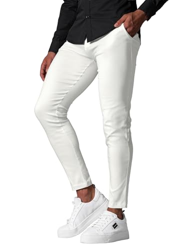 OZONEE Herren Chino Hose Chinos Stoffhose Chinohose Anzughose Anzug Herrenhose Röhrenhose Pants Elegant Business Slim Fit Regular Klassisch Classic Basic 777/3458S Ecru XL von OZONEE
