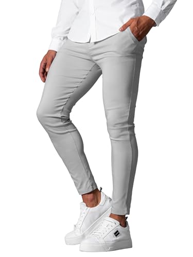 OZONEE Herren Chino Hose Chinos Stoffhose Chinohose Anzughose Anzug Herrenhose Röhrenhose Pants Elegant Business Slim Fit Regular Klassisch Classic Basic 777/3458S GRAU L von OZONEE