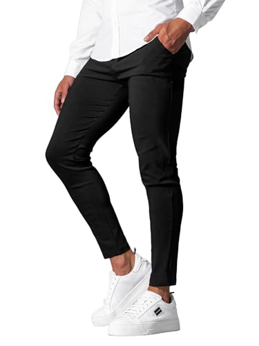 OZONEE Herren Chino Hose Chinos Stoffhose Chinohose Anzughose Anzug Herrenhose Röhrenhose Pants Elegant Business Slim Fit Regular Klassisch Classic Basic 777/3458S SCHWARZ M von OZONEE