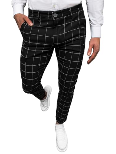 OZONEE Herren Chino Hose Chinos Stoffhose Chinohose Anzughose Anzug Herrenhose Röhrenhose Pants Elegant Business Slim Fit Regular Klassisch Classic Basic 777/7032S SCHWARZ W34 von OZONEE