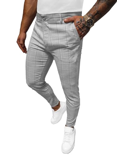 OZONEE Herren Chino Hose Chinos Stoffhose Chinohose Anzughose Anzug Herrenhose Röhrenhose Pants Elegant Business Slim Fit Regular Klassisch Classic Basic 777/7274S GRAU W31 von OZONEE