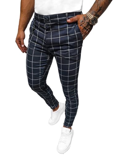 OZONEE Herren Chino Hose Chinos Stoffhose Chinohose Anzughose Anzug Herrenhose Röhrenhose Pants Elegant Business Slim Fit Regular Klassisch Classic Basic 777/8124S DUNKELBLAU W31 von OZONEE