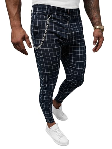 OZONEE Herren Chino Hose Chinos Stoffhose Chinohose Anzughose Anzug Herrenhose Röhrenhose Pants Elegant Business Slim Fit Regular Klassisch Classic Basic 777/9894S DUNKELBLAU W31 von OZONEE