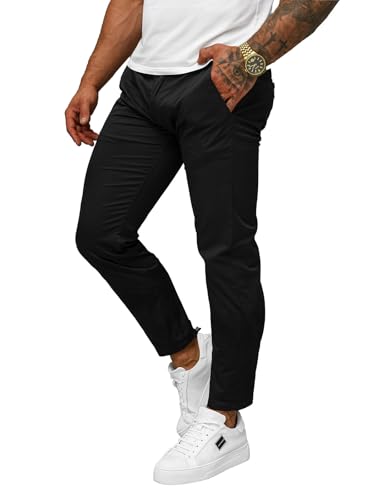 OZONEE Herren Chino Hose Chinos Stoffhose Chinohose Anzughose Anzug Herrenhose Röhrenhose Pants Elegant Business Slim Fit Regular Klassisch Classic Basic BL/SK222Z/1 SCHWARZ W36 von OZONEE