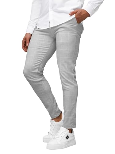 OZONEE Herren Chino Hose Chinos Stoffhose Chinohose Anzughose Anzug Herrenhose Röhrenhose Pants Elegant Business Slim Fit Regular Klassisch Classic Basic DJ/5505 GRAU W33 von OZONEE