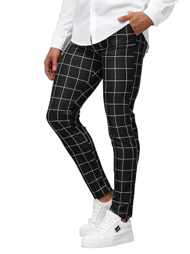 OZONEE Herren Chino Hose Chinos Stoffhose Chinohose Anzughose Anzug Herrenhose Röhrenhose Pants Elegant Business Slim Fit Regular Klassisch Classic Basic DJ/5505 SCHWARZ W31 von OZONEE