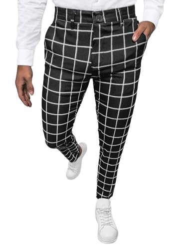 OZONEE Herren Chino Hose Chinos Stoffhose Chinohose Anzughose Anzug Herrenhose Röhrenhose Pants Elegant Business Slim Fit Regular Klassisch Classic Basic DJ/5522 SCHWARZ W31 von OZONEE