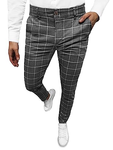 OZONEE Herren Chino Hose Chinos Stoffhose Chinohose Anzughose Anzug Herrenhose Röhrenhose Pants Elegant Business Slim Fit Regular Klassisch Classic Basic DJ/5522Z ANTRAZIT W31 von OZONEE