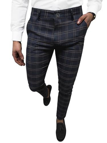 OZONEE Herren Chino Hose Chinos Stoffhose Chinohose Anzughose Anzug Herrenhose Röhrenhose Pants Elegant Business Slim Fit Regular Klassisch Classic Basic DJ/5632 DUNKELBLAU W36 von OZONEE