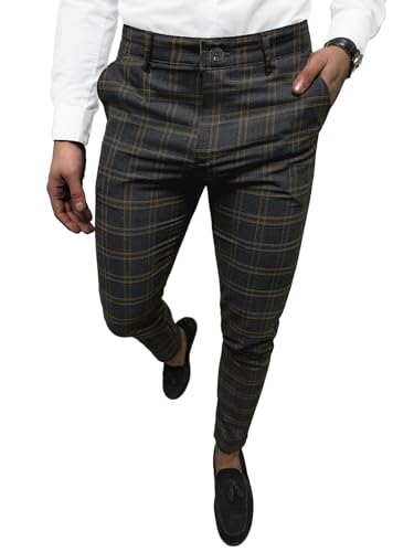 OZONEE Herren Chino Hose Chinos Stoffhose Chinohose Anzughose Anzug Herrenhose Röhrenhose Pants Elegant Business Slim Fit Regular Klassisch Classic Basic DJ/5632 DUNKELGRAU W31 von OZONEE