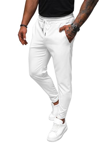 OZONEE Herren Chino Hose Chinos Stoffhose Chinohose Anzughose Anzug Herrenhose Röhrenhose Pants Elegant Business Slim Fit Regular Klassisch Classic Basic O/1410SPZ Ecru M von OZONEE