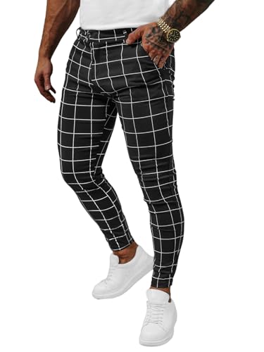 OZONEE Herren Chino Hose Chinos Stoffhose Chinohose Anzughose Anzug Herrenhose Röhrenhose Pants Elegant Business Slim Fit Regular Klassisch Classic Basic O/P4009Z SCHWARZ M von OZONEE