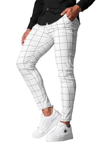 OZONEE Herren Chino Hose Chinos Stoffhose Chinohose Anzughose Anzug Herrenhose Röhrenhose Pants Elegant Business Slim Fit Regular Klassisch Classic Basic O/P4009Z WEIß 2XL von OZONEE