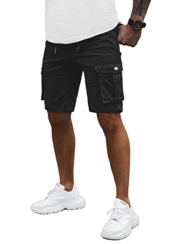 OZONEE Herren Chino Hose Kurz Chinos Shorts Stoffhose Chinohose Bermuda Pants Freizeitshorts Freizeithose Sommer Slim Fit Regular Casual Classic Basic 777/4654S/1 SCHWARZ 30 von OZONEE