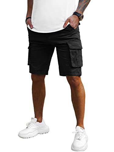 OZONEE Herren Chino Hose Kurz Chinos Shorts Stoffhose Chinohose Bermuda Pants Freizeitshorts Freizeithose Sommer Slim Fit Regular Casual Classic Basic 777/9320S/1 SCHWARZ 28 von OZONEE