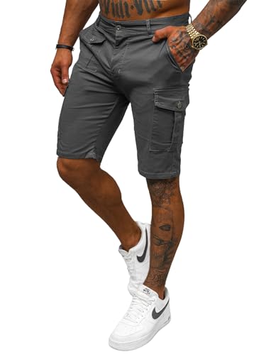 OZONEE Herren Chino Hose Kurz Chinos Shorts Stoffhose Chinohose Bermuda Pants Freizeitshorts Freizeithose Sommer Slim Fit Regular Casual Classic Basic NB/MP0188GSZ DUNKELGRAU 33 von OZONEE