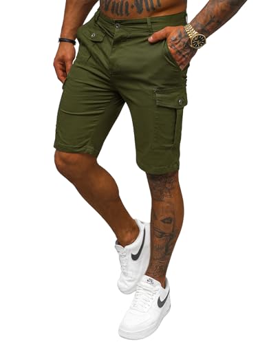 OZONEE Herren Chino Hose Kurz Chinos Shorts Stoffhose Chinohose Bermuda Pants Freizeitshorts Freizeithose Sommer Slim Fit Regular Casual Classic Basic NB/MP0188MVZ GRÜN 29 von OZONEE