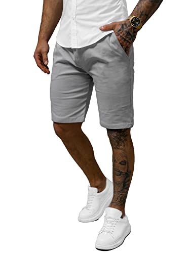 OZONEE Herren Chino Hose Kurz Chinos Shorts Stoffhose Chinohose Bermuda Pants Freizeitshorts Freizeithose Sommer Slim Fit Regular Casual Classic Basic O/P4052Z GRAU S von OZONEE