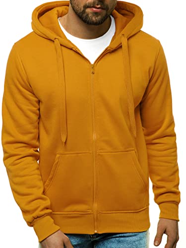 OZONEE Herren Hoodie Sweatjacke Kapuzenpullover Sweatshirt Farbvarianten Kapuzenjacke Kapuzenpulli mit Reißverschluss Langarm Sport Style Casual Fitness Training Basic 777/7547B Camel XL von OZONEE