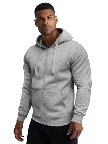 OZONEE Herren Hoodie Sweatjacke Kapuzenpullover Sweatshirt Farbvarianten Kapuzenjacke Kapuzenpulli mit Reißverschluss Langarm Sport Style Casual Fitness Training Basic 777/7547B GRAU 2XL von OZONEE