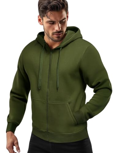 OZONEE Herren Hoodie Sweatjacke Kapuzenpullover Sweatshirt Farbvarianten Kapuzenjacke Kapuzenpulli mit Reißverschluss Langarm Sport Style Casual Fitness Training Basic 777/7547B Khaki 2XL von OZONEE