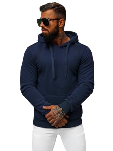 OZONEE Herren Hoodie Sweatjacke Kapuzenpullover Sweatshirt Farbvarianten Kapuzenjacke Kapuzenpulli mit Reißverschluss Langarm Sport Style Casual Fitness Training Basic 777/948B DUNKELBLAU 2XL von OZONEE