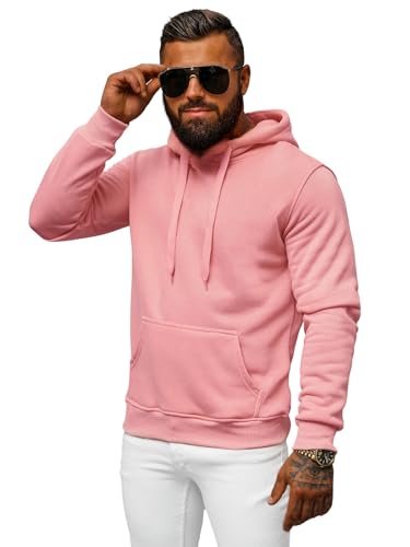 OZONEE Herren Hoodie Sweatjacke Kapuzenpullover Sweatshirt Farbvarianten Kapuzenjacke Kapuzenpulli mit Reißverschluss Langarm Sport Style Casual Fitness Training Basic 777/948B PUDERROSA 2XL von OZONEE