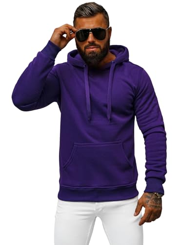 OZONEE Herren Hoodie Sweatjacke Kapuzenpullover Sweatshirt Farbvarianten Kapuzenjacke Kapuzenpulli mit Reißverschluss Langarm Sport Style Casual Fitness Training Basic 777/948B VIOLETT XL von OZONEE