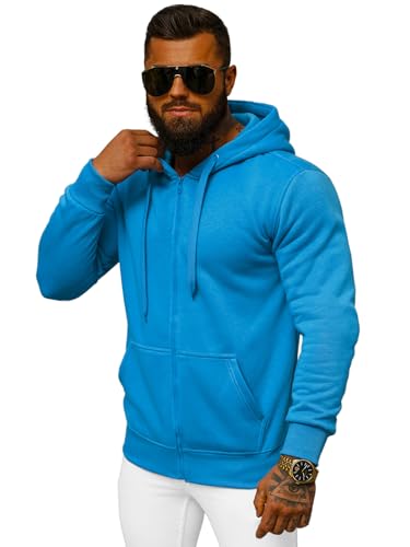 OZONEE Herren Hoodie Sweatjacke Kapuzenpullover Sweatshirt Farbvarianten Kapuzenjacke Kapuzenpulli mit Reißverschluss Langarm Sport Style Casual Fitness Training Basic J.Style 2008 HIMMELBLAU XL OZONEE Herren Hoodie Sweatjacke Kapuzenpullover Sweatshirt Farbvarianten Kapuzenjacke Kapuzenpulli mit Reißverschluss Langarm Sport Style Casual Fitness Training Basic J.Style 2008 HIMMELBLAU XL von OZONEE