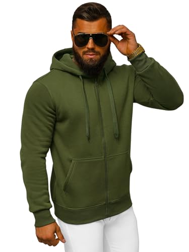OZONEE Herren Hoodie Sweatjacke Kapuzenpullover Sweatshirt Farbvarianten Kapuzenjacke Kapuzenpulli mit Reißverschluss Langarm Sport Style Casual Fitness Training Basic J.Style 2008 Khaki 2XL OZONEE Herren Hoodie Sweatjacke Kapuzenpullover Sweatshirt Farbvarianten Kapuzenjacke Kapuzenpulli mit Reißverschluss Langarm Sport Style Casual Fitness Training Basic J.Style 2008 Khaki 2XL von OZONEE