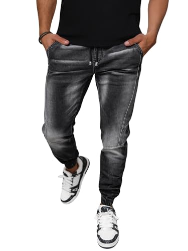 OZONEE Herren Jeans Hose Herrenjeans Jeanshose Skinny Röhrenjeans Biker Jogger Stretch Regular Slim Fit Straight Sportjeans Cargohose Cargo Destroyed Look Verwaschen NB/MP0115NZ SCHWARZ L von OZONEE