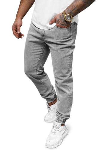 OZONEE Herren Jeans Hose Herrenjeans Jeanshose Skinny Röhrenjeans Biker Jogger Stretch Regular Slim Fit Straight Sportjeans Cargohose Cargo Destroyed Look Verwaschen NB/MP0272GCZ GRAU XL von OZONEE