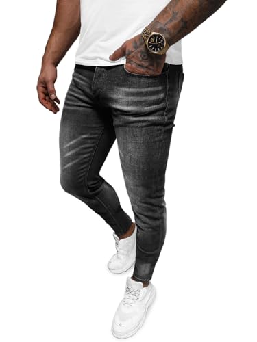 OZONEE Herren Jeans Hose Herrenjeans Jeanshose Skinny Röhrenjeans Biker Stretch Regular Slim Fit Straight Sportjeans Herrenhose Denim Baumwolle Baumwollmischung 777/8145S SCHWARZ 31 von OZONEE